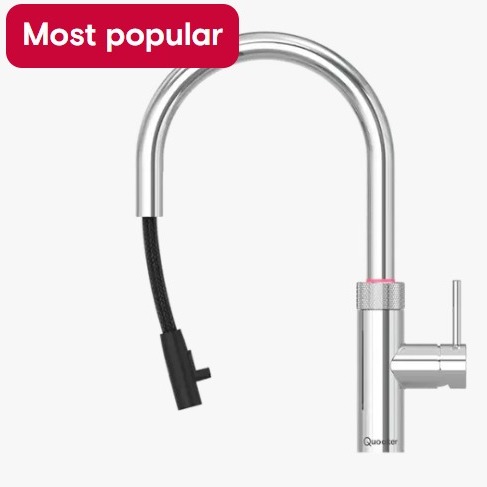 Quooker stretch round tap - boiling, hot, cold—and with the CUBE, also chilled and sparkling—water from one sleek tap.